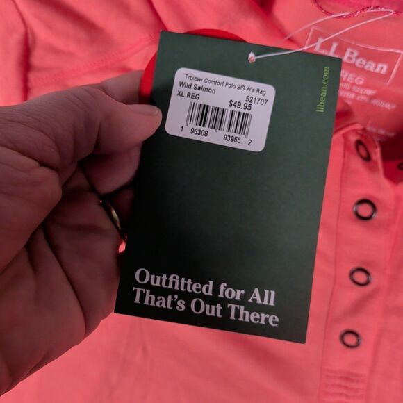 LL Bean Tropicwear Comfort Top Polo Women's XL Reg Orange New UPF 50 - Picture 6 of 8